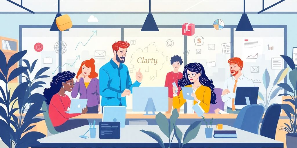 Diverse professionals collaborating in a modern startup environment.