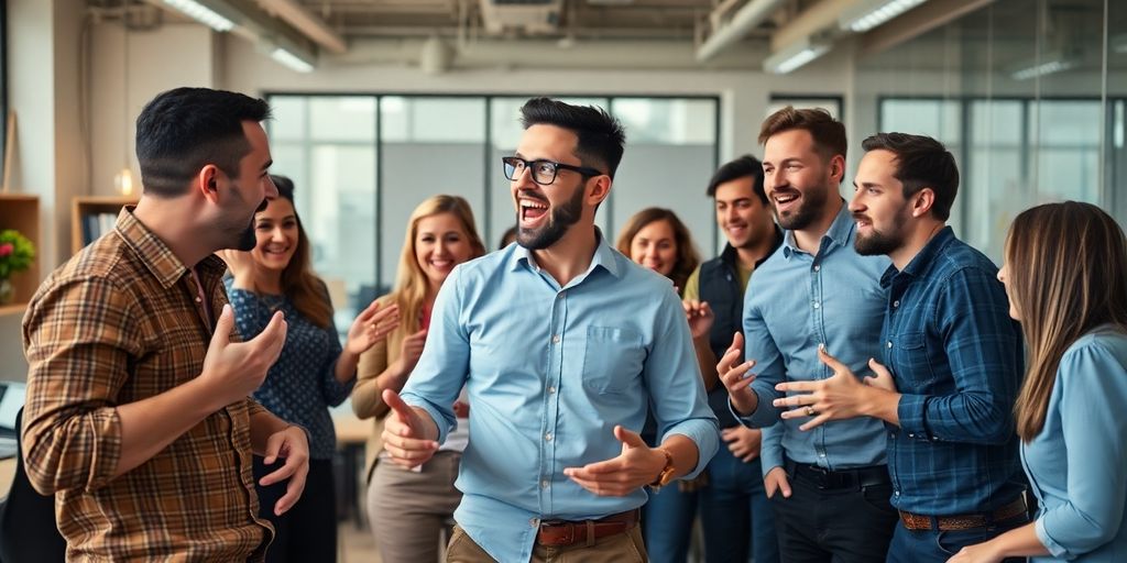 Entrepreneurs collaborate in a vibrant start-up office setting.