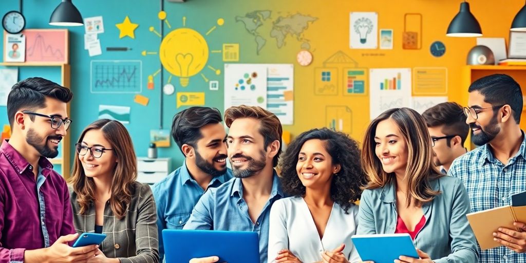Entrepreneurs collaborating in a modern workspace for crowdfunding.