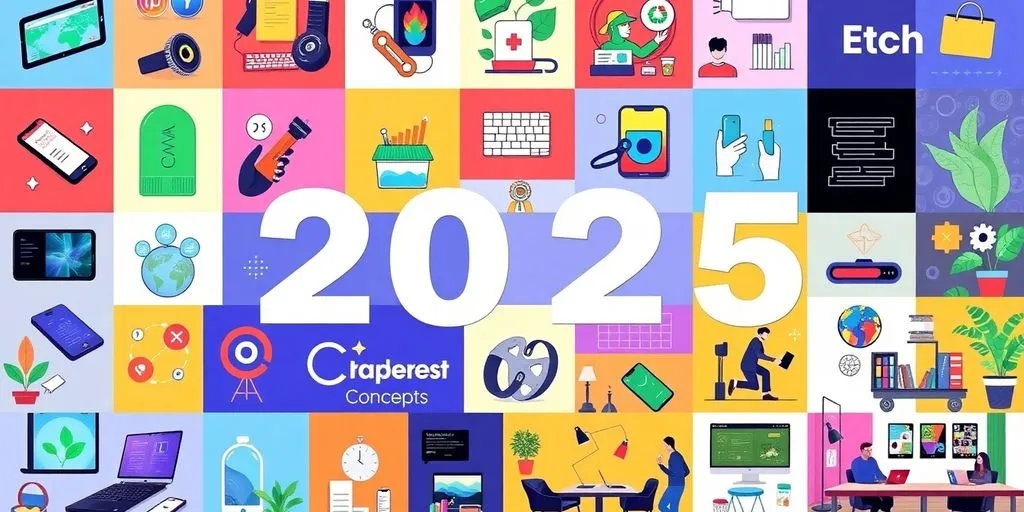 Collage of startup business ideas for 2025.